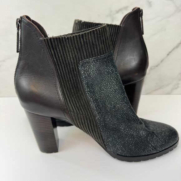 Donald J Pliner Womens Hudson Heeled Boot Size 9.5 Leather Mixed Media Brown - Picture 5 of 11